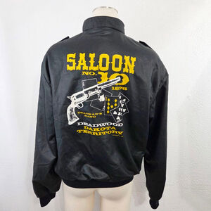 Vintage Deadwood Saloon souvenir bomber jacket black western old west medium